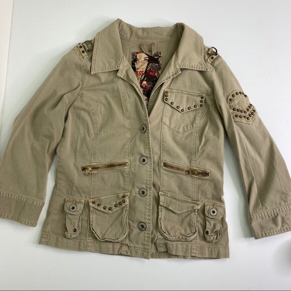 GUESS Peace Love Military Utility Jacket - Picture 2 of 9